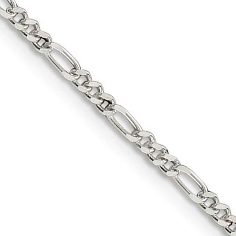 2.25mm Sterling Silver, Solid Figaro Chain Necklace, 30 Inch